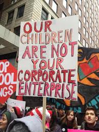 A demonstration in Chicago about the privatisation of schools and the role of Teach for America
